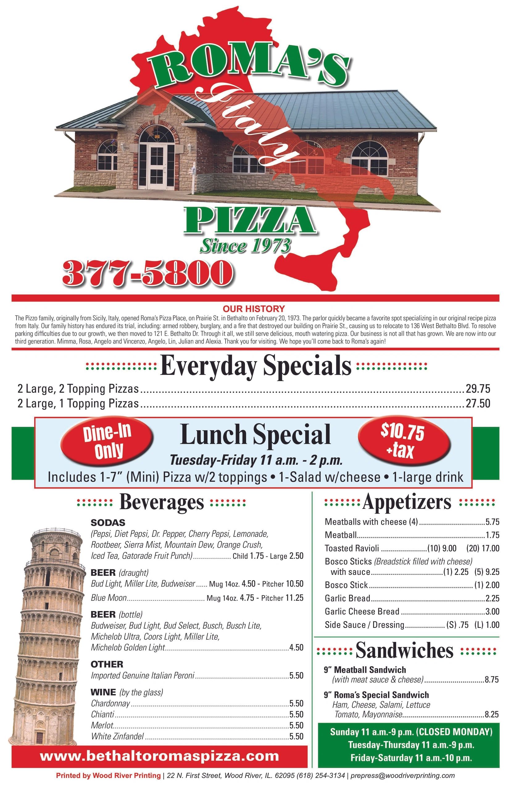 Pizza Pasta Roma's Pizza